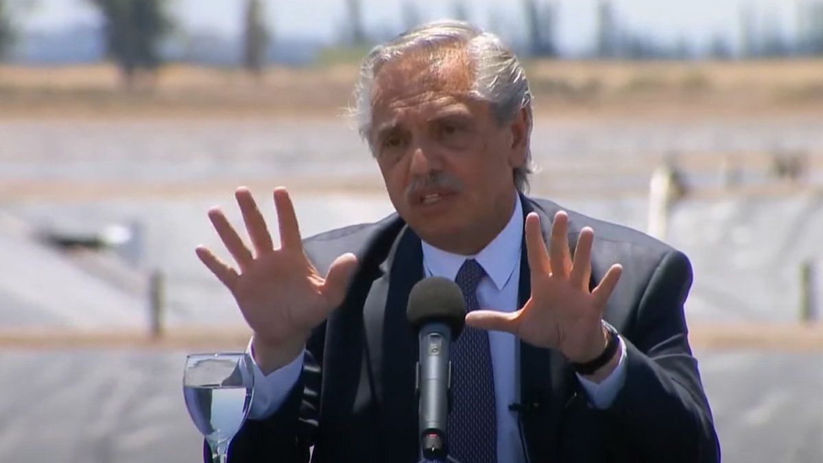 Alberto Fernández en el acto en Mendoza.