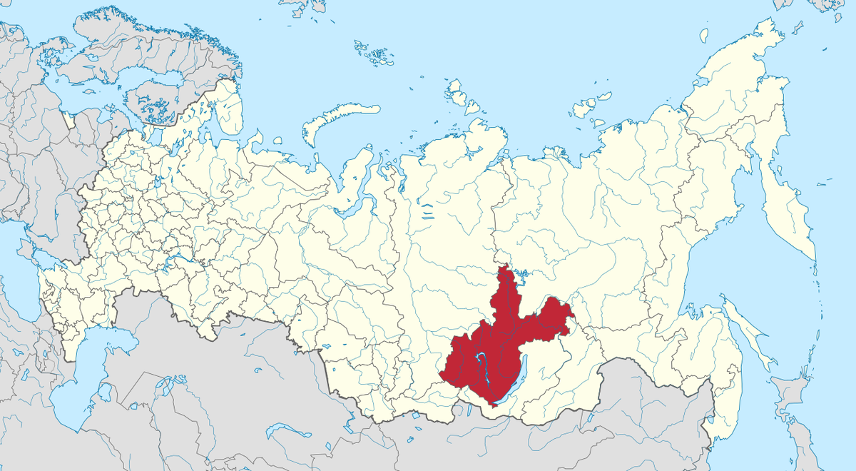 Oblast Irkutsk en el mapa de Rusia. Oblast Irkutsk en el mapa de Rusia.