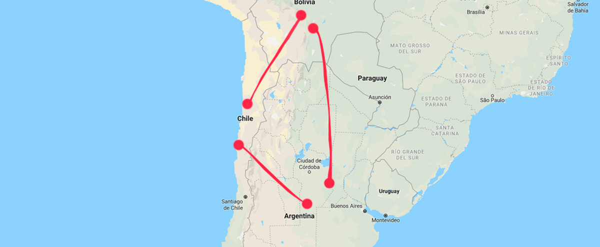 El Triángulo del Litio hace referencia a la zona ubicada en el límite de Bolivia, Chile y Argentina.