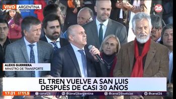El gobernador Rodriguez Saa junto a funcionarios nacionales, reactivando el tramo Rufino- Justo Daract El gobernador Rodriguez Saa junto a funcionarios nacionales, reactivando el tramo Rufino- Justo Daract