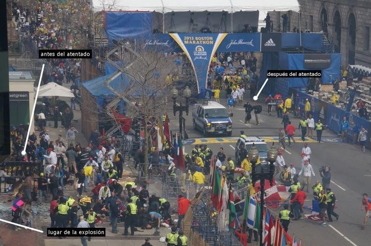 Imagen del atentado en Boston, Massachusetts, USA.