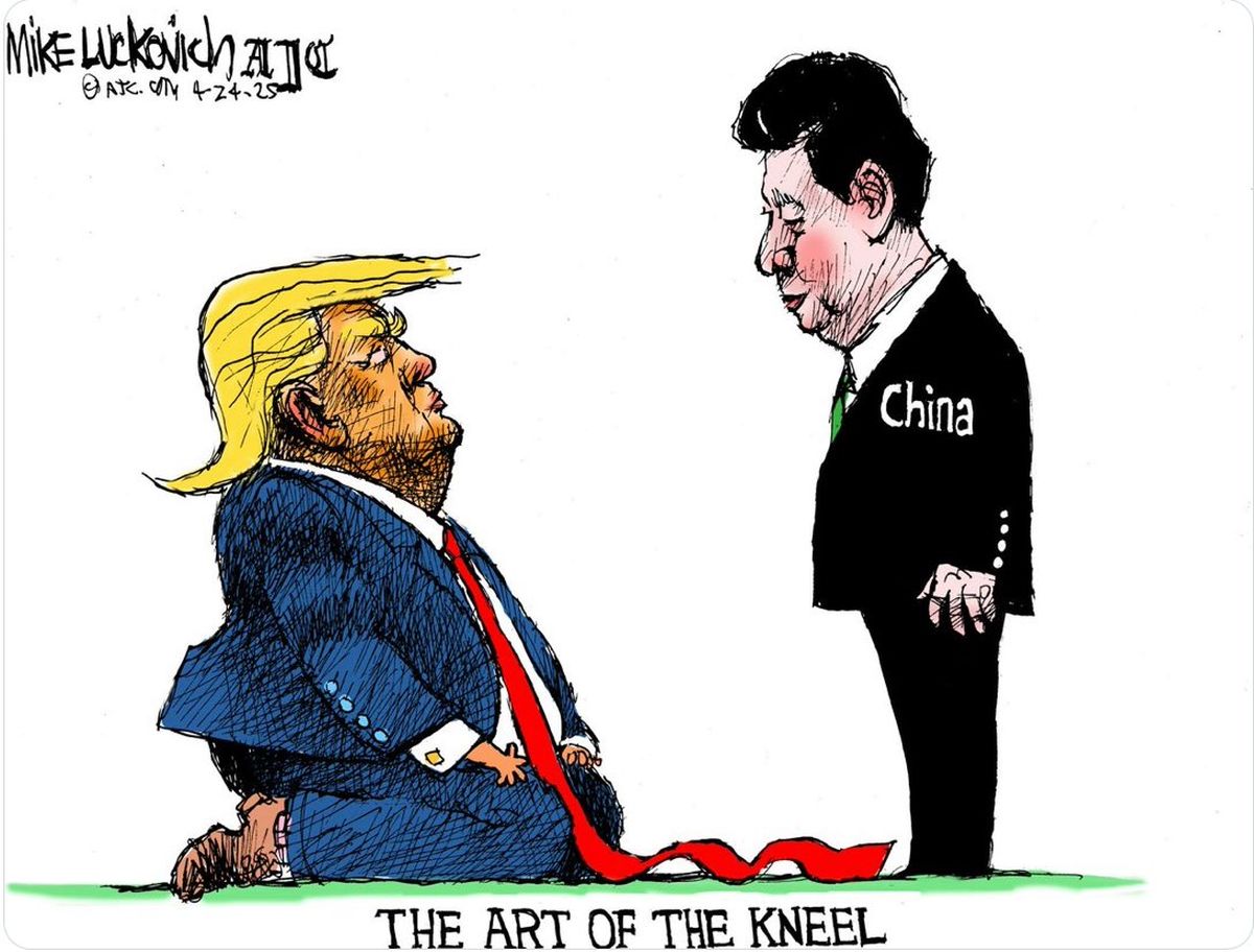 Caricatura en circulación del encuentro Donald Trump / Xi Jinping.