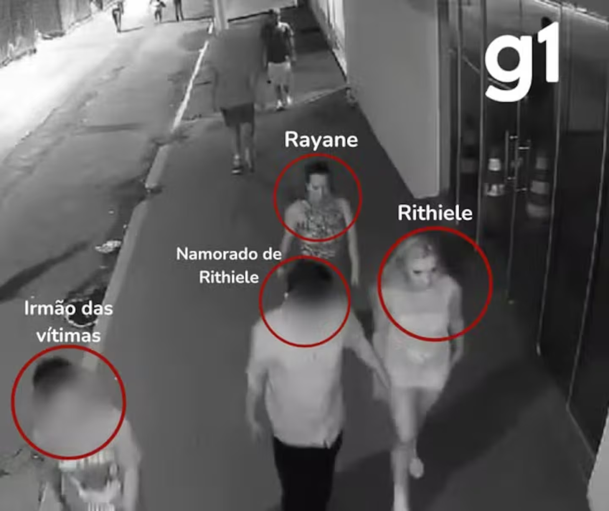 Una cámara de seguridad captó a Rayane, Rithiele, su novio y su hermano. (Foto: gentileza g1). Una cámara de seguridad captó a Rayane, Rithiele, su novio y su hermano. (Foto: gentileza g1).