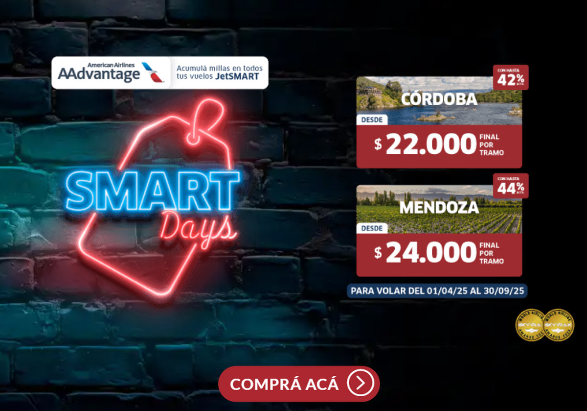 La aerolínea JetSmart lanzó "Smart Days" con pasajes muy baratos. La aerolínea JetSmart lanzó "Smart Days" con pasajes muy baratos.