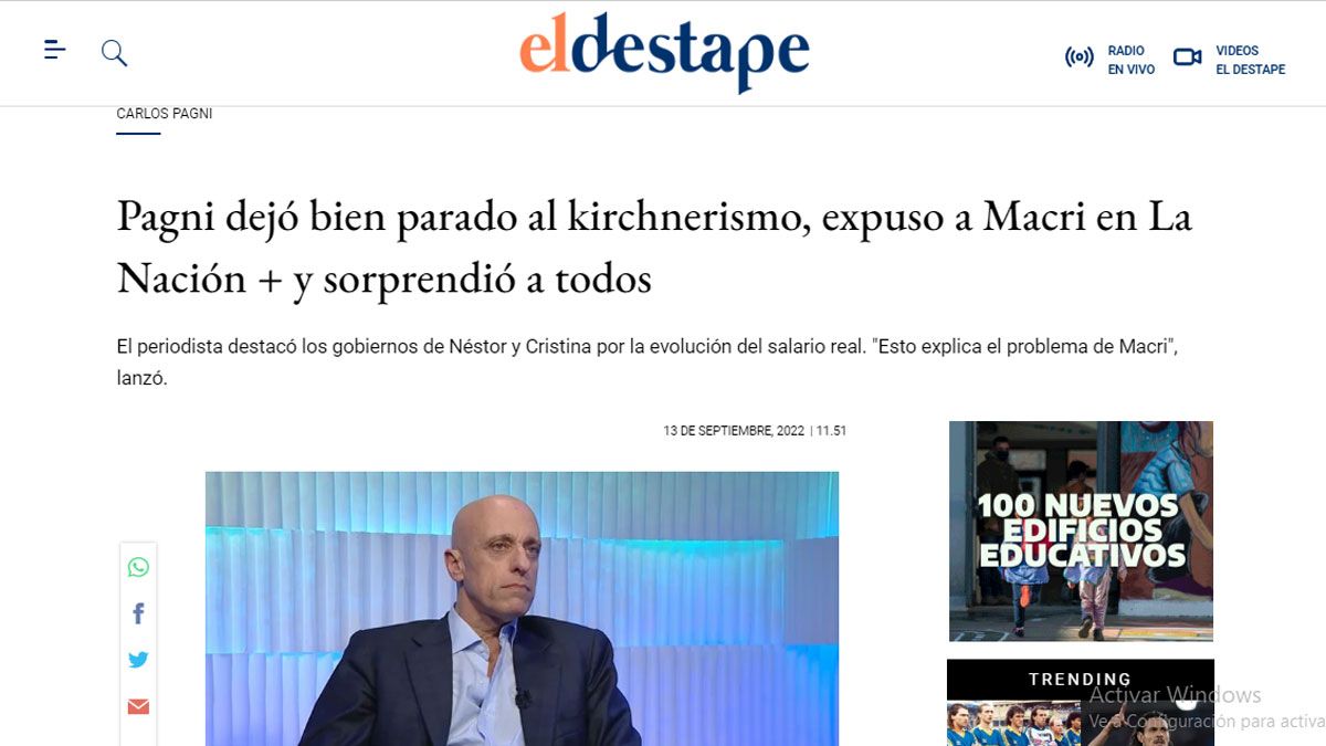 Para El Destape, Pagni