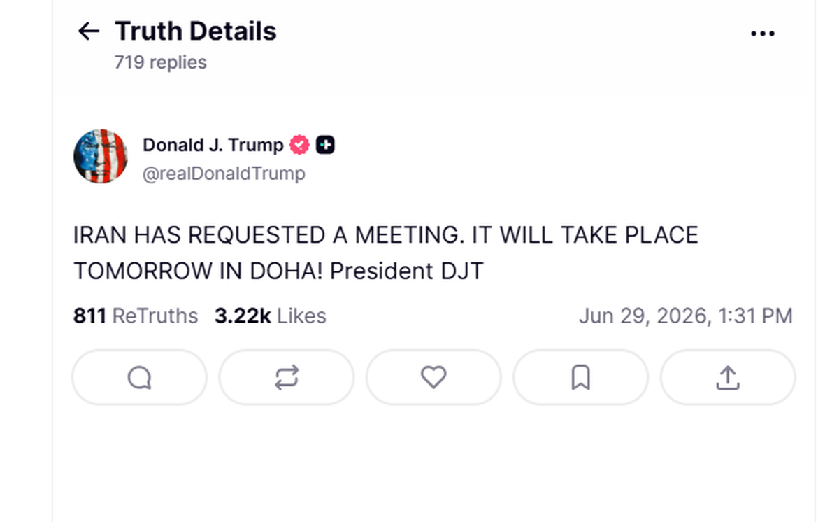 Trump anunció hoy que Irán ha solicitado una reunión que se celebrará mañana en Qatar, mientras circulan rumores de una reanudación de las conversaciones, aunque el viceministro de Exteriores iraní, Kazem Gharibabadi, informó hace pocas horas que no hay ningún encuentro programado. Trump anunció hoy que Irán ha solicitado una reunión que se celebrará mañana en Qatar, mientras circulan rumores de una reanudación de las conversaciones, aunque el viceministro de Exteriores iraní, Kazem Gharibabadi, informó hace pocas horas que no hay ningún encuentro programado.