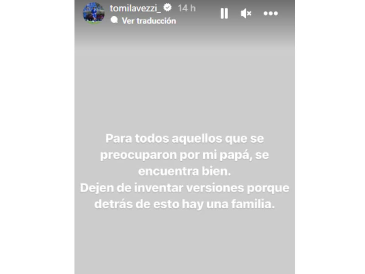 El hijo del exfutbolista Ezquiel "Pocho" Lavezzi habló de la salud de su padre. (Foto: Instagram @tomilavezzi_) El hijo del exfutbolista Ezquiel "Pocho" Lavezzi habló de la salud de su padre. (Foto: Instagram @tomilavezzi_)