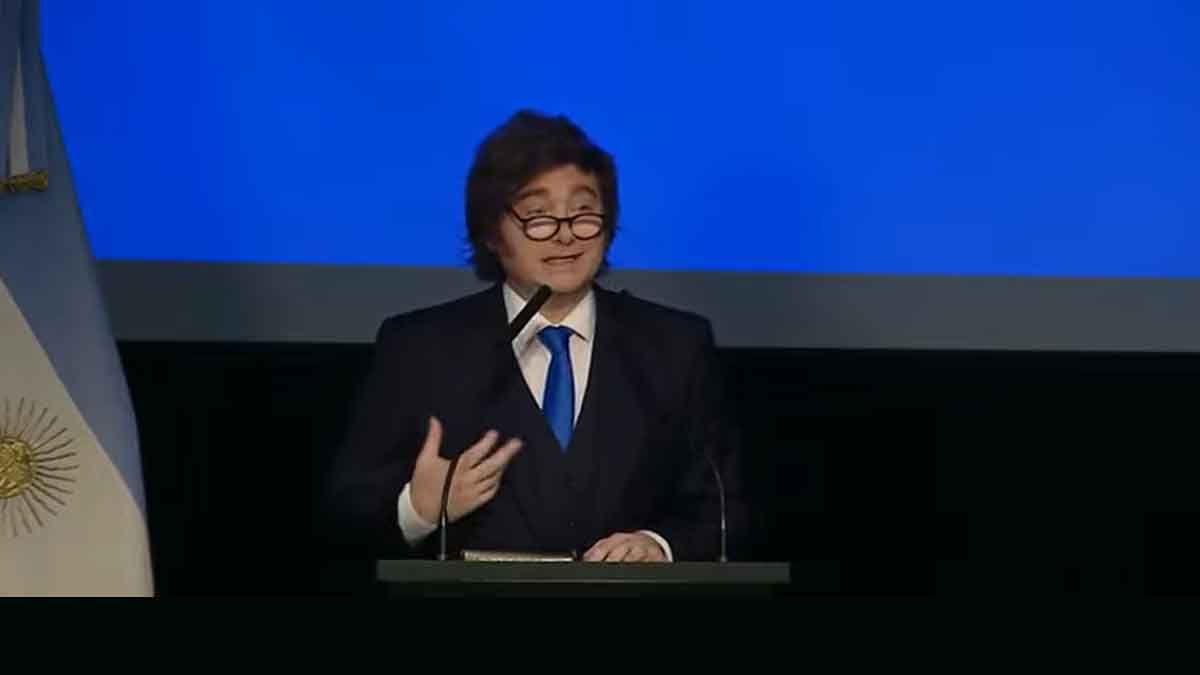 Javier Milei durante su discurso en el lanzamiento del Centro Formación Capital Humano (Imagen: Captura de video)