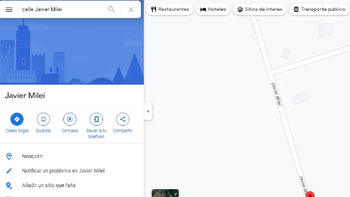 Javier Milei es una calle en Google Map. Javier Milei es una calle en Google Map.