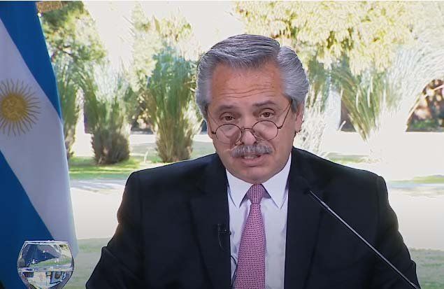Alberto Fernández durante los anuncios en Olivos.
