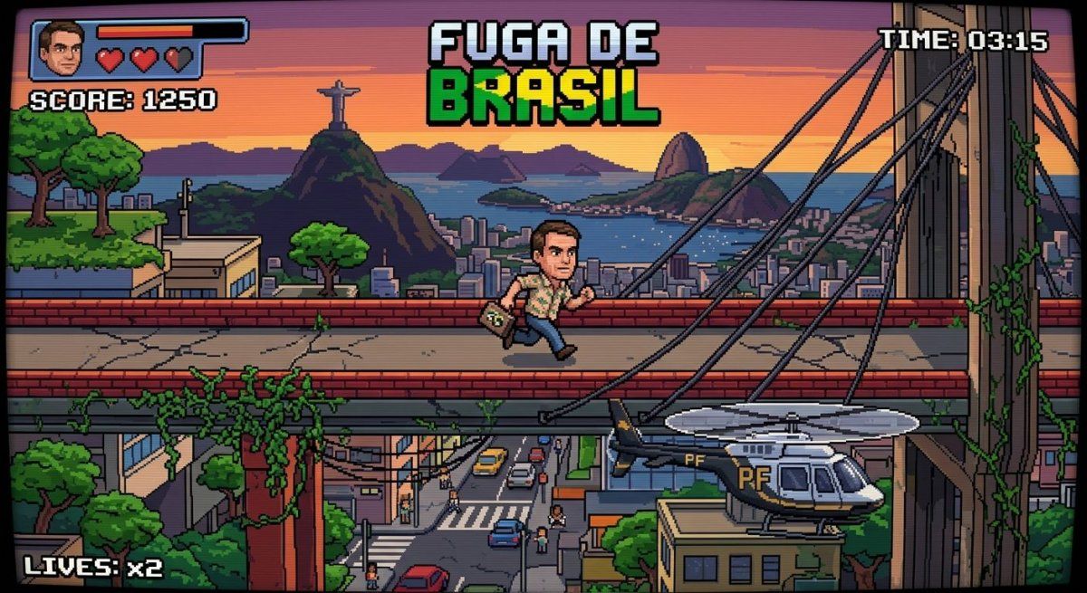 Imagen creada con IA sobre el videojuego de Flávio Bolsonaro