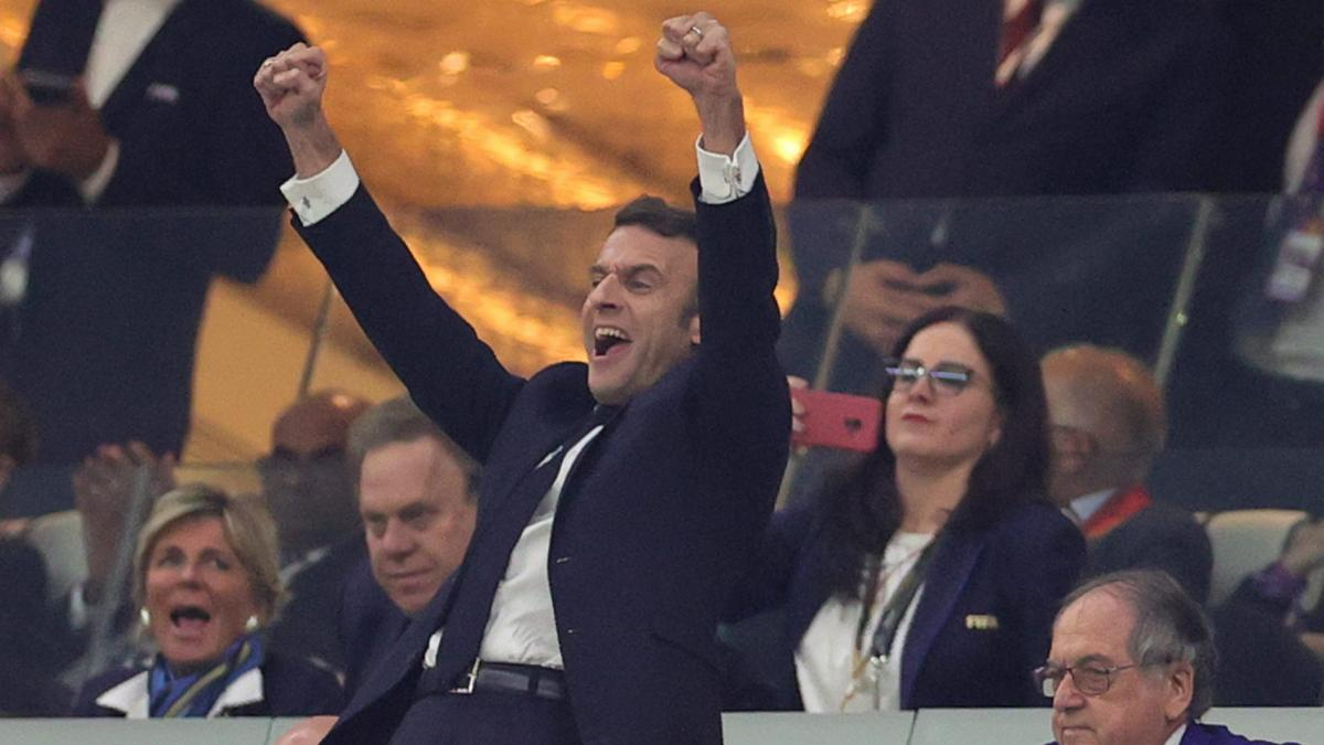 La palpable felicidad de Macron tras el triunfo contra Marruecos.