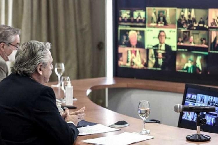Alberto Fernández participa de la 56ta. Cumbre de Jefes de Estado del Mercosur, que se realizó desde Paraguay por teleconferencia (Foto: Télam).