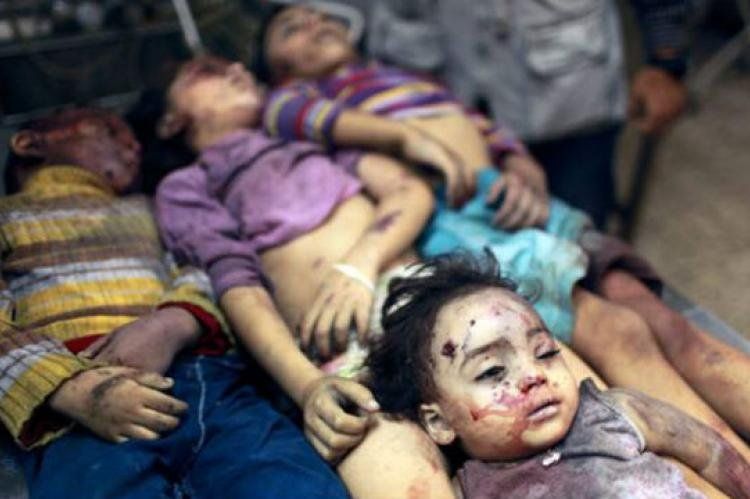 Niños palestinos muertos por bombardeos israelíes