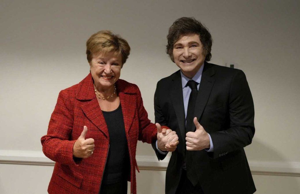 Javier Milei y la titular del FMI, Kristalina Georgieva. Javier Milei y la titular del FMI, Kristalina Georgieva.