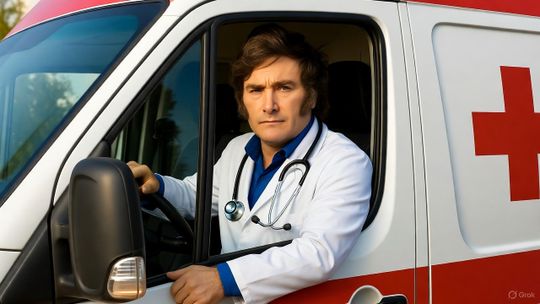 Javier Milei en ambulancia sale a buscar los heridos en las urnas... Javier Milei en ambulancia sale a buscar los heridos en las urnas...