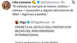 Uno de los mensajes que ponen en duda el ataque a la expareja de Cerimedo que compartió Milei.&nbsp;