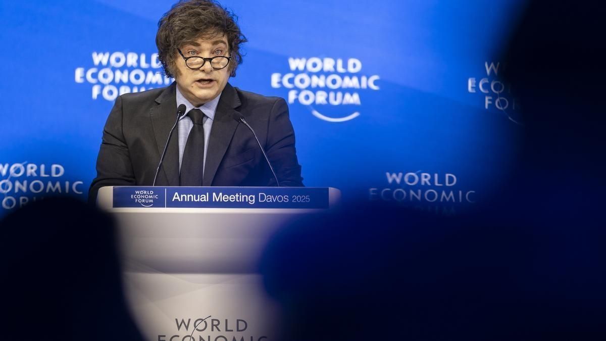Javier Milei durante su escandaloso discurso en el Foro Económico de Davos en 2024. Javier Milei durante su escandaloso discurso en el Foro Económico de Davos en 2024. 