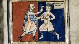 altText(Alocada medicina en la Edad Media: Barbero-cirujano y sanguijuelas)}