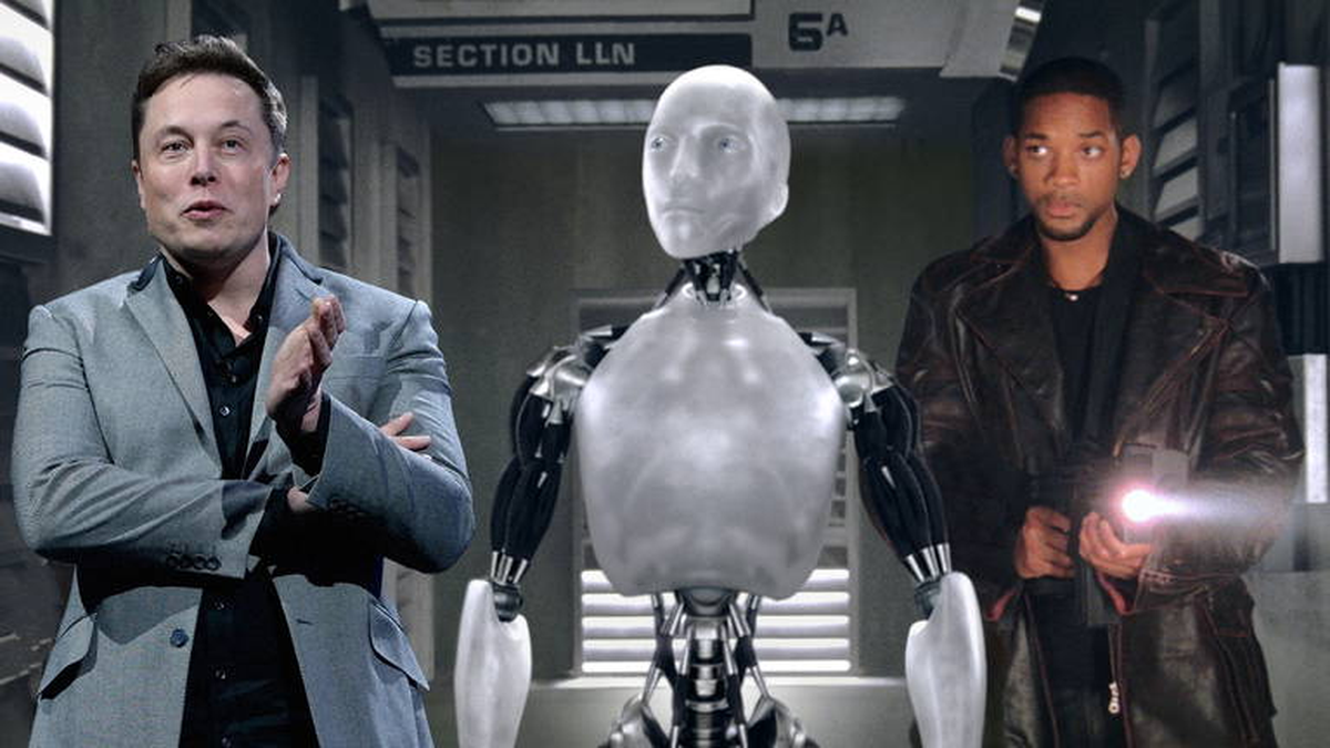 Los usuarios de redes sociales no tardaron en notar un parecido asombroso entre los diseños presentados por Musk y los androides futuristas de la película "Yo, Robot" de 2004. Los usuarios de redes sociales no tardaron en notar un parecido asombroso entre los diseños presentados por Musk y los androides futuristas de la película "Yo, Robot" de 2004. 