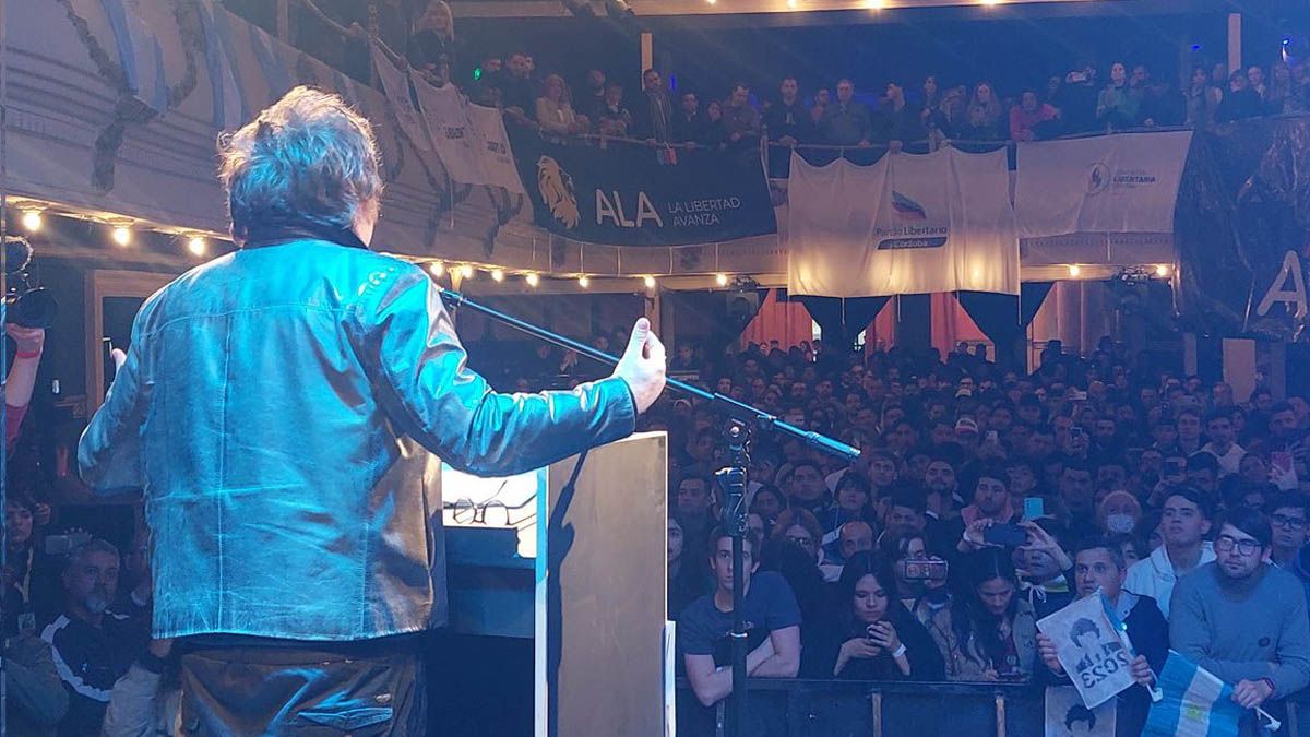 Javier Milei durante un acto de La libertad avanza en Córdoba.