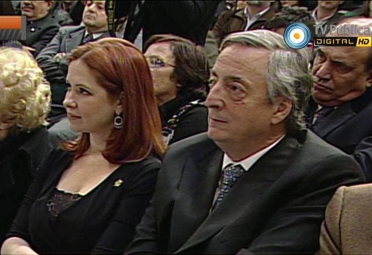 Andrea del Boca junto a Néstor Kirchner.