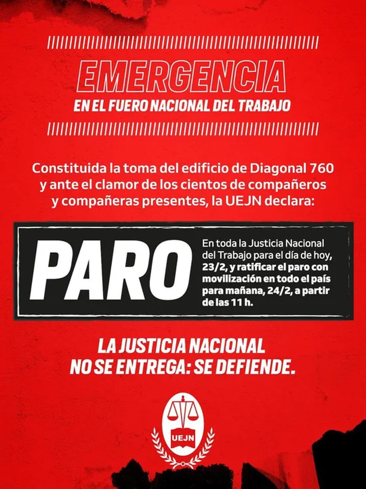 Los trabajadores judiciales rechazan el traspaso del fuero laboral en línea con la CGT. Los trabajadores judiciales rechazan el traspaso del fuero laboral en línea con la CGT.