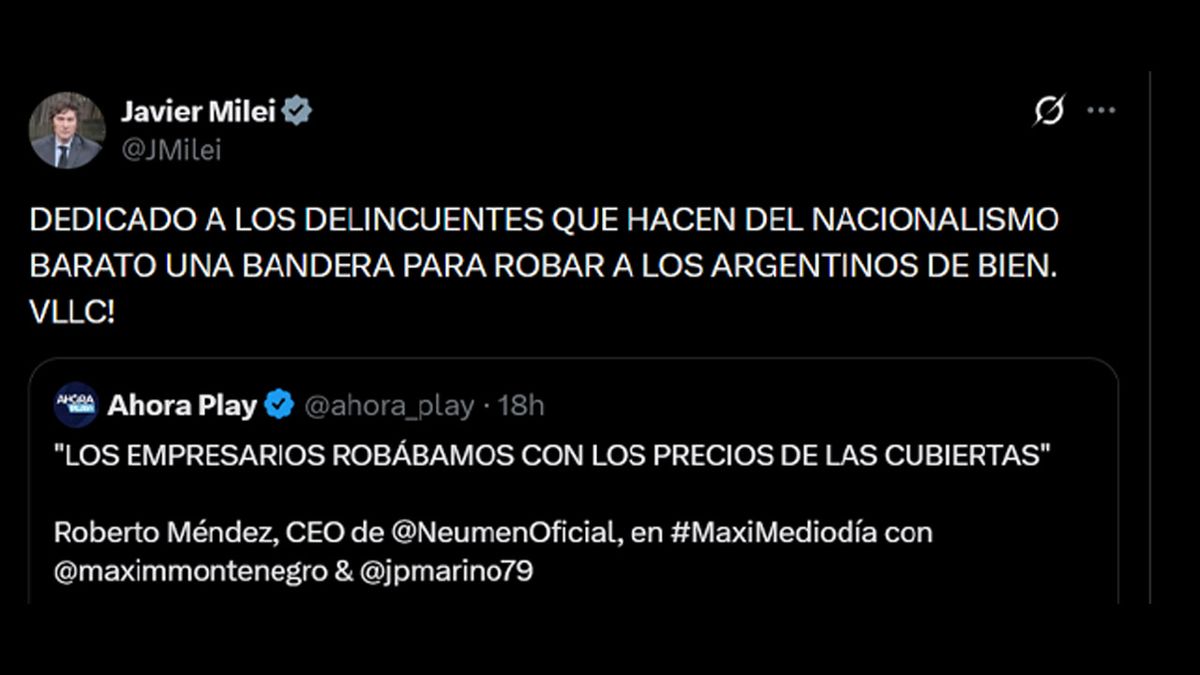 Javier Milei en X. Javier Milei en X.