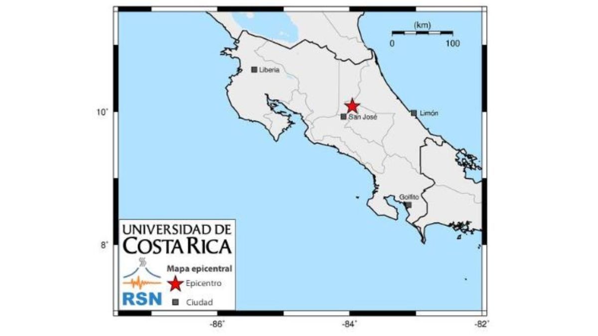 Epicentro del primer terremoto en Costa Rica este 24/08, según la RSN.