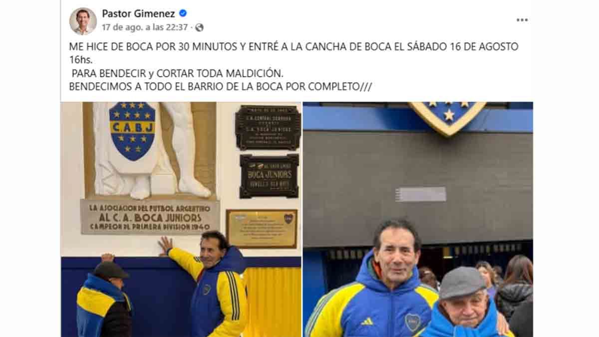 El Pastor Giménez reveló que fue el responsable de cortar la racha histórica de Boca de partidos sin victorias y aseguró que “bendecimos a todo el barrio completo”. El Pastor Giménez reveló que fue el responsable de cortar la racha histórica de Boca de partidos sin victorias y aseguró que “bendecimos a todo el barrio completo”.