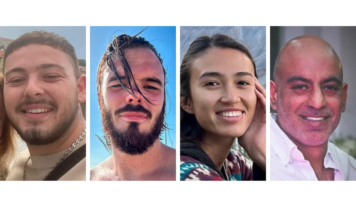 Rehenes israelíes rescatados Noa Argamani, Almog Meir Jan, Andrey Kozlov y Shlomi Ziv.