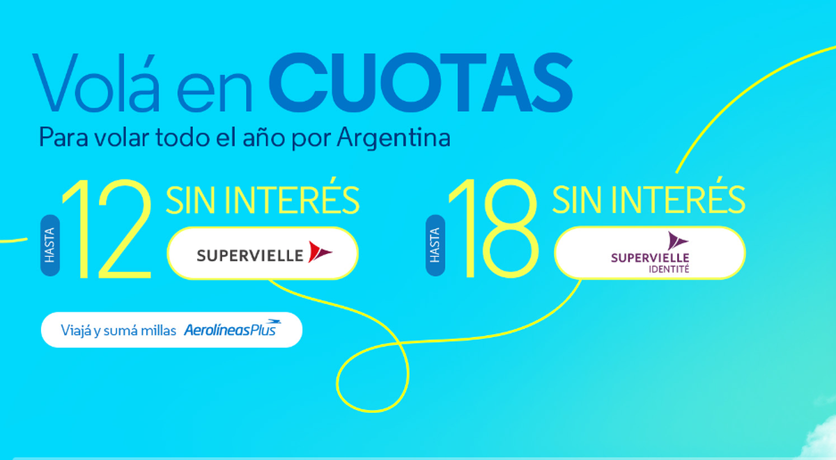 Aerolíneas Argentinas lanzó hasta 18 cuotas sin interés en pasajes con determinado banco. Aerolíneas Argentinas lanzó hasta 18 cuotas sin interés en pasajes con determinado banco.