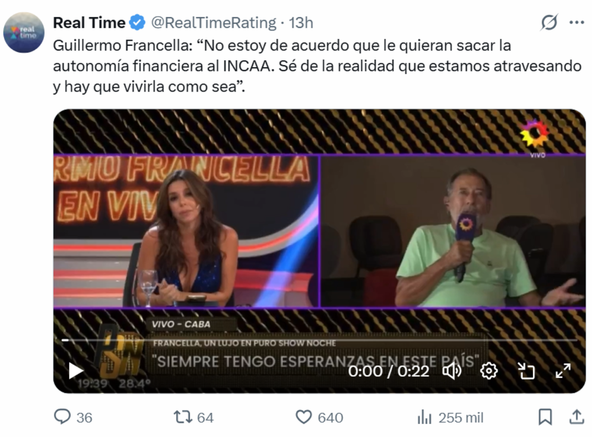 Guillermo Francella pidió por la autonomía financiera del INCAA. Guillermo Francella pidió por la autonomía financiera del INCAA.