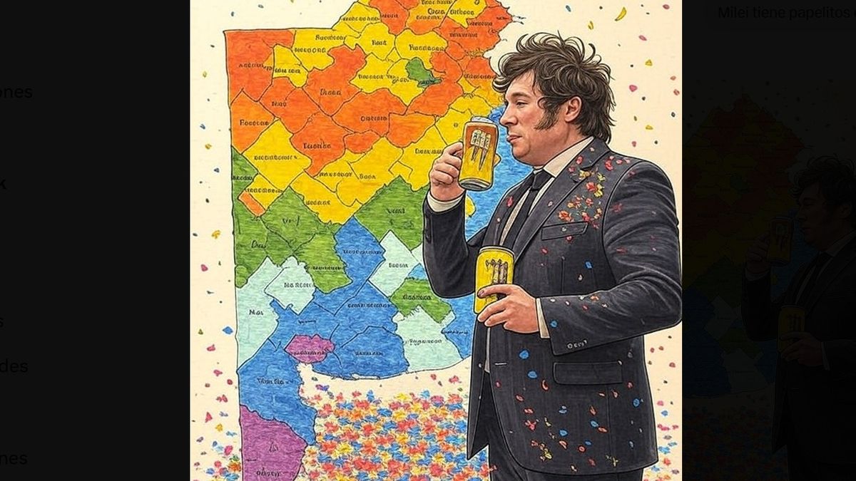 Javier Milei festejando con Mango Loco, según Grok. Javier Milei festejando con Mango Loco, según Grok.