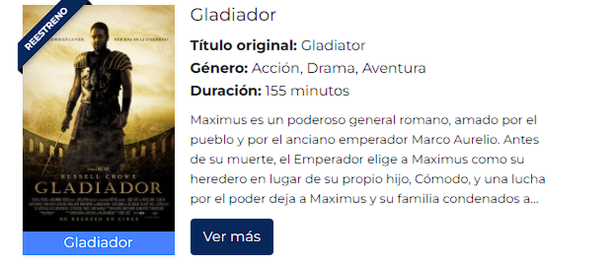 Ya podés encontrar las funciones disponibles en la app de Cinépolis, en la sección "Próximamente". No te pierdas la oportunidad de ver o revivir este clásico moderno que definió toda una era del cine épico. Ya podés encontrar las funciones disponibles en la app de Cinépolis, en la sección "Próximamente". No te pierdas la oportunidad de ver o revivir este clásico moderno que definió toda una era del cine épico.