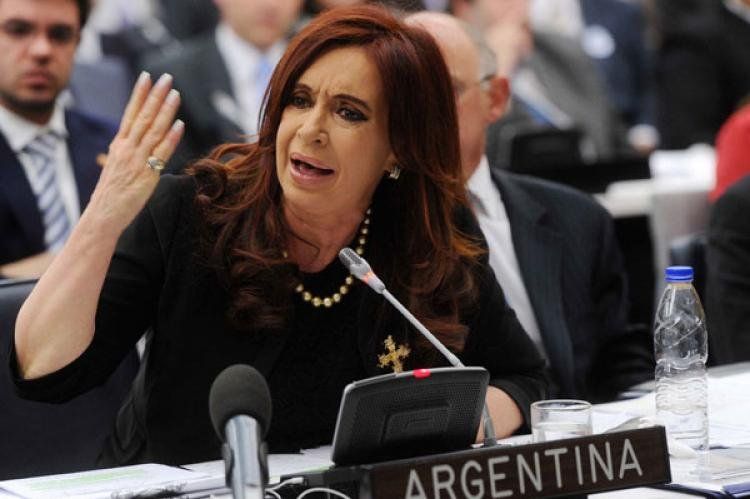 Cristina hablando ante el Comité de la ONU (Foto: Télam)