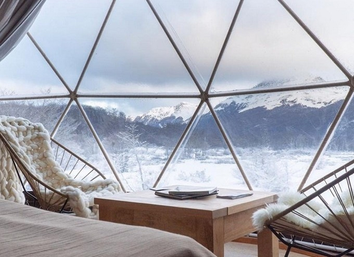 La soñada vista que ofrece este glamping en Ushuaia. Foto: Cadena 3