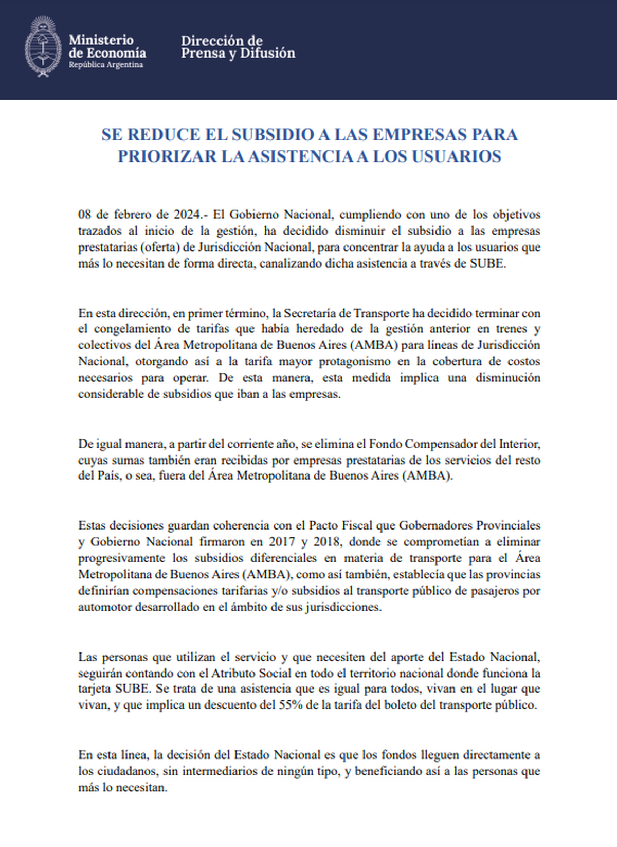 El comunicado de la Secretaria de Transporte, que afecta seriamente a las provincias. El comunicado de la Secretaria de Transporte, que afecta seriamente a las provincias.
