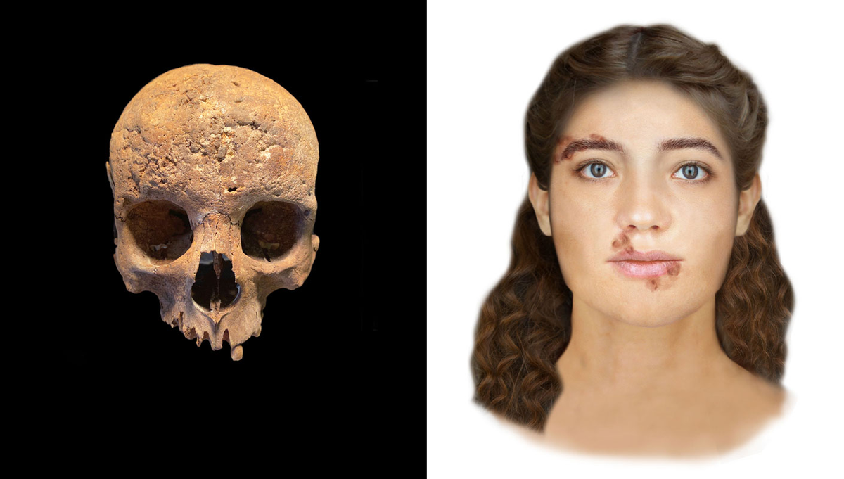 Gracias a tejidos momificados, se reconstruyeron rostros, peinados y rasgos físicos. Por ejemplo, el cráneo de esta mujer, que presenta marcas de sífilis, permitió deducir su apariencia en vida. Gracias a tejidos momificados, se reconstruyeron rostros, peinados y rasgos físicos. Por ejemplo, el cráneo de esta mujer, que presenta marcas de sífilis, permitió deducir su apariencia en vida.