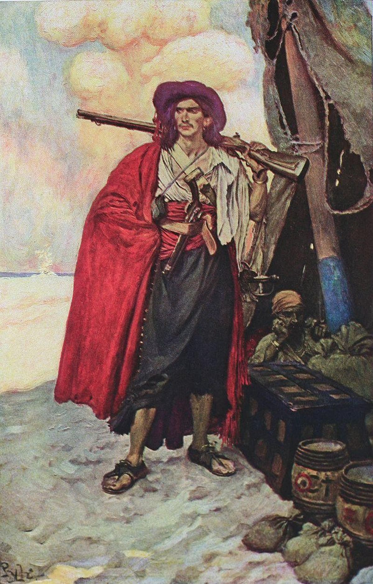 Ilustración de un pirata, por Howard Pyle.