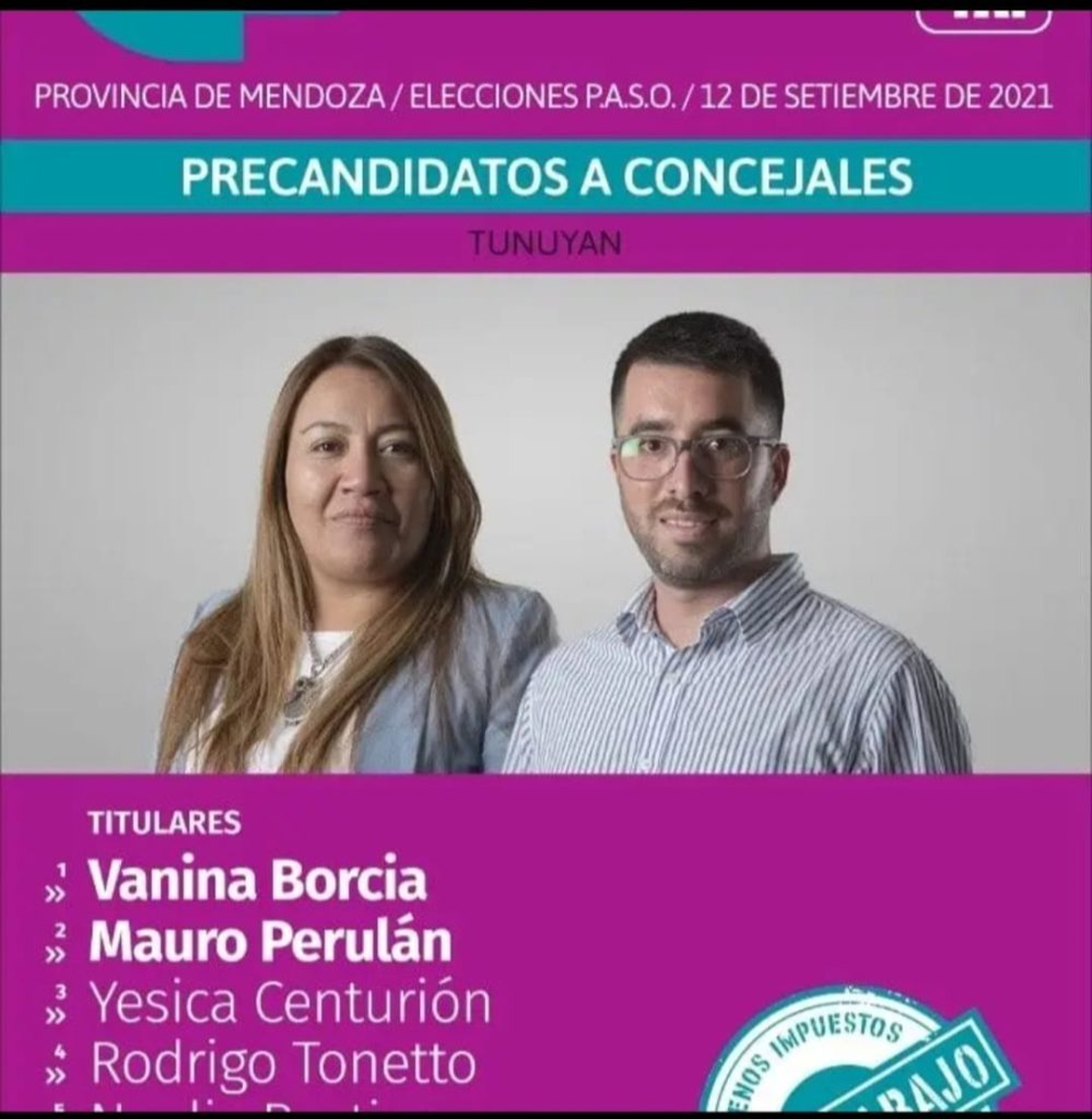 Vanina Borcia fue precandidata a concejal de Tunuy&aacute;n.