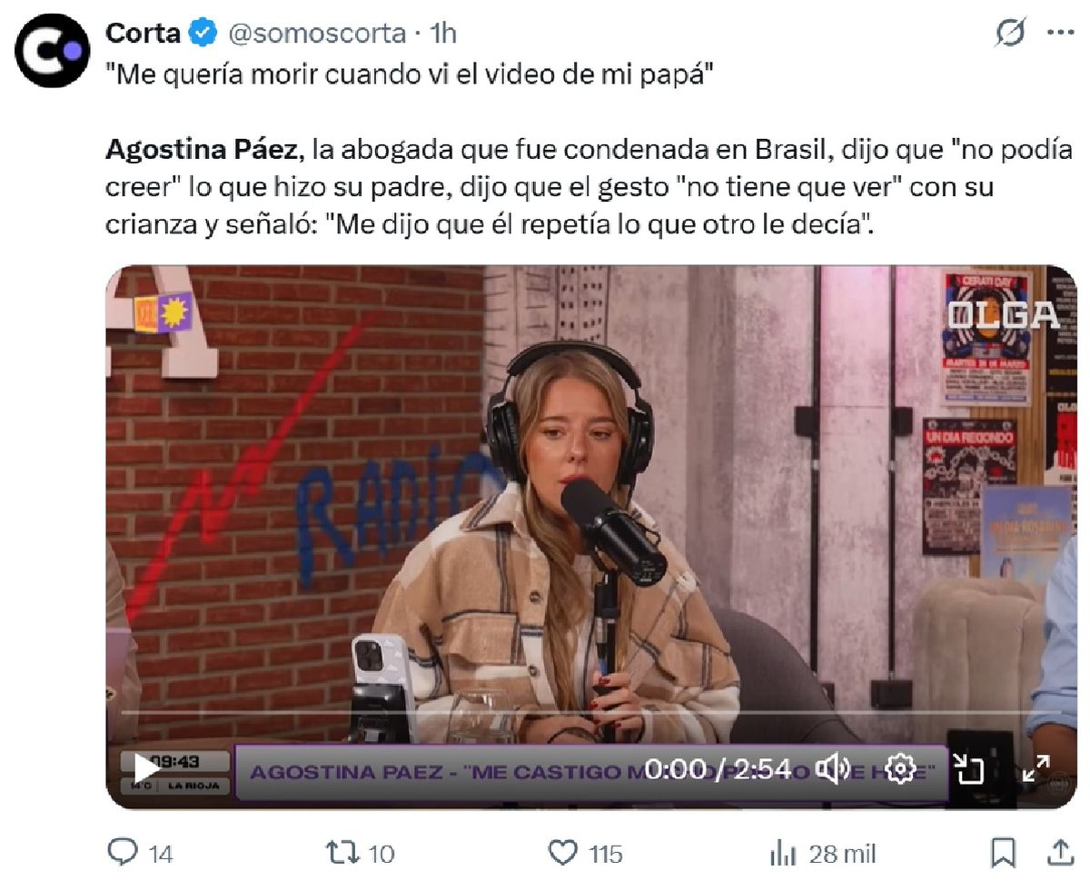 Agostina Páez rompió el silencio tras el polémico video de su padre. Agostina Páez rompió el silencio tras el polémico video de su padre.