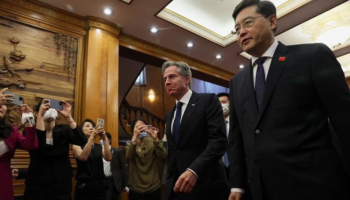 El Ministro de Relaciones Exteriores de China, Qin Gang con Antony Blinken.