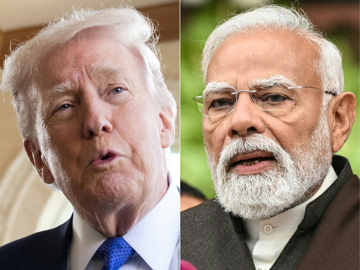Donald Trump en Palm Beach, Florida, el 01/02/2026, y el primer ministro indio Narendra Modi en Nueva Delhi el 29/01/2026.