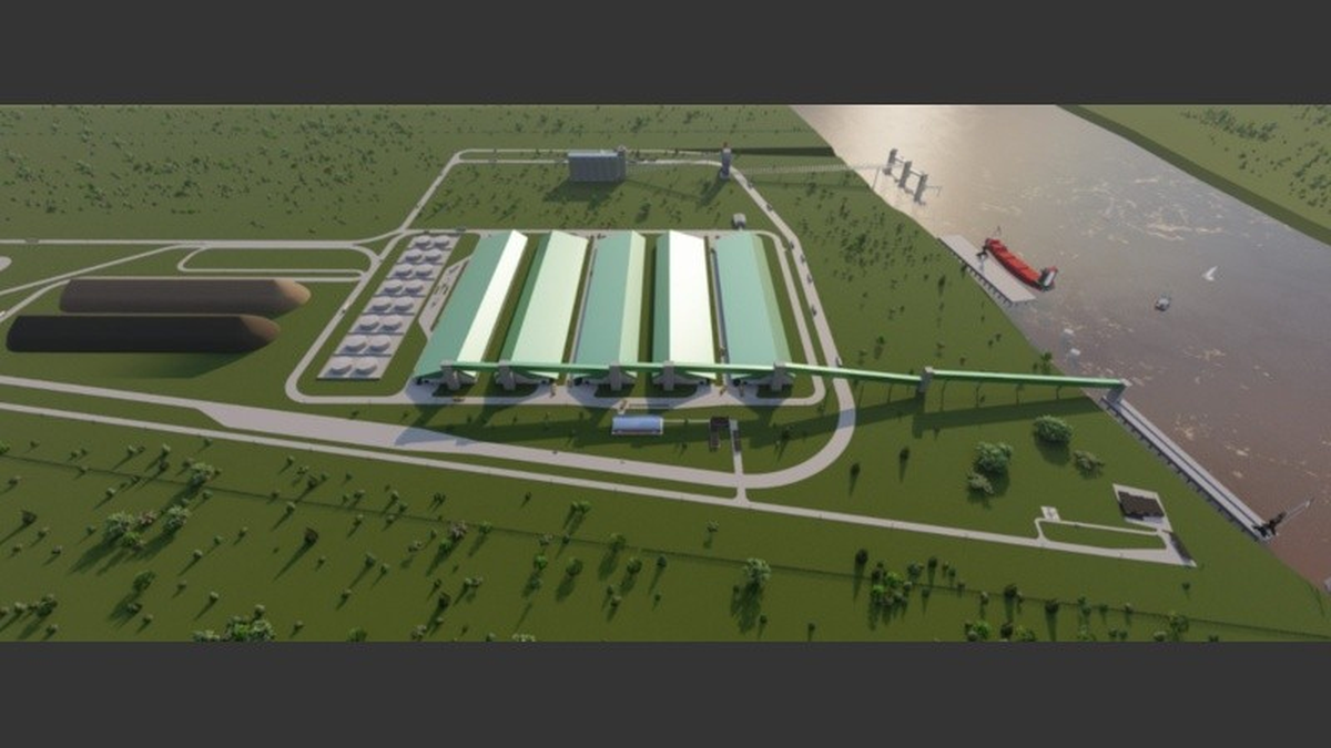 Render del puerto que la empresa construirá en Timbúes. Render del puerto que la empresa construirá en Timbúes.