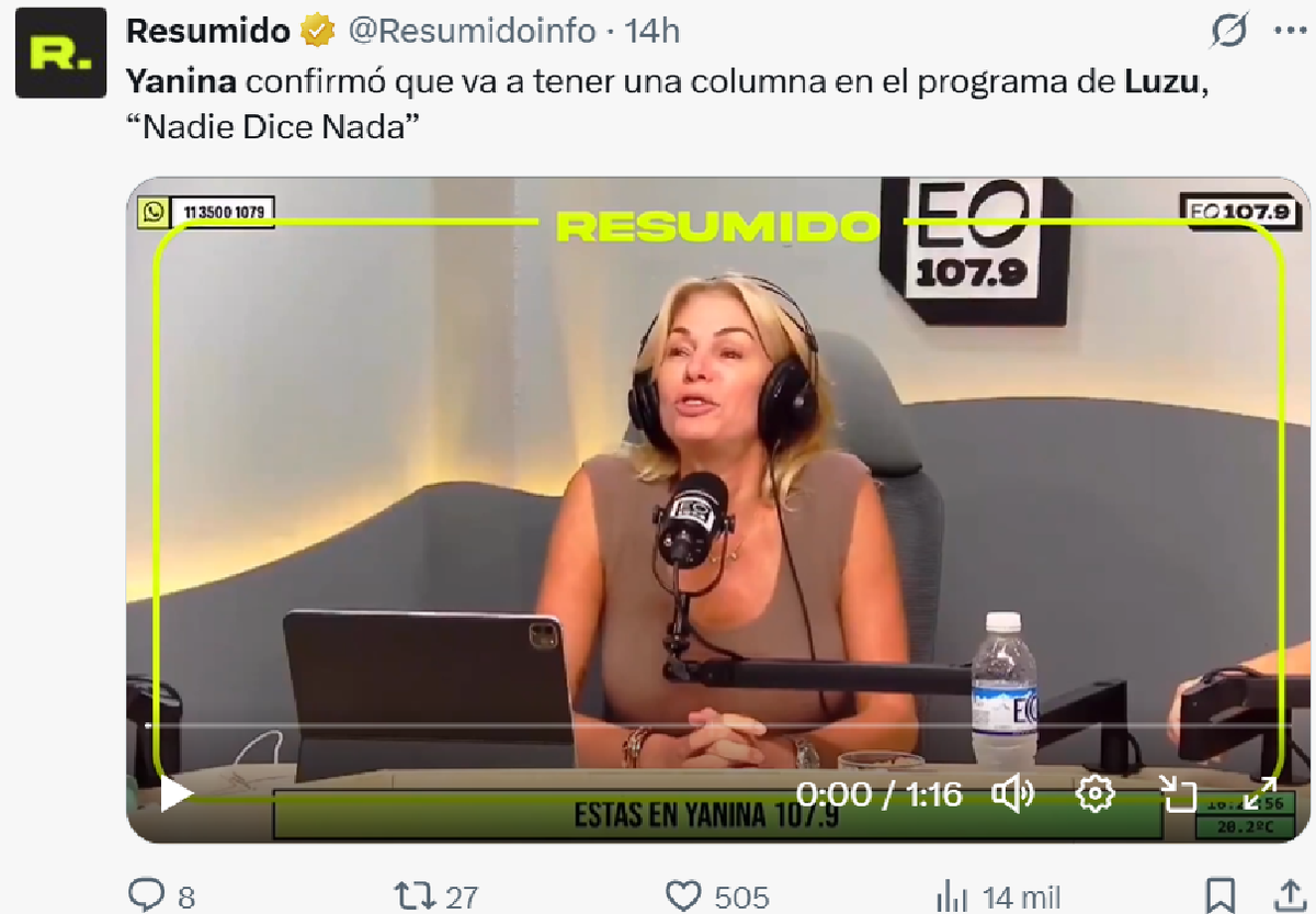 Yanina Latorre anunció que se sumará a LUZU TV. Yanina Latorre anunció que se sumará a LUZU TV.