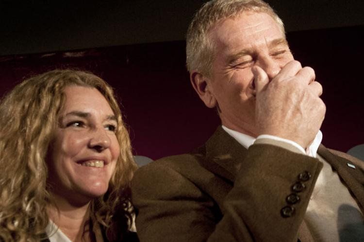 De Narváez y Claudia Rucci, durante la conferencia de prensa de esta tarde. (Foto NA)