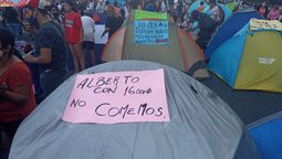 El acampe sobre la Av. 9 de Julio.