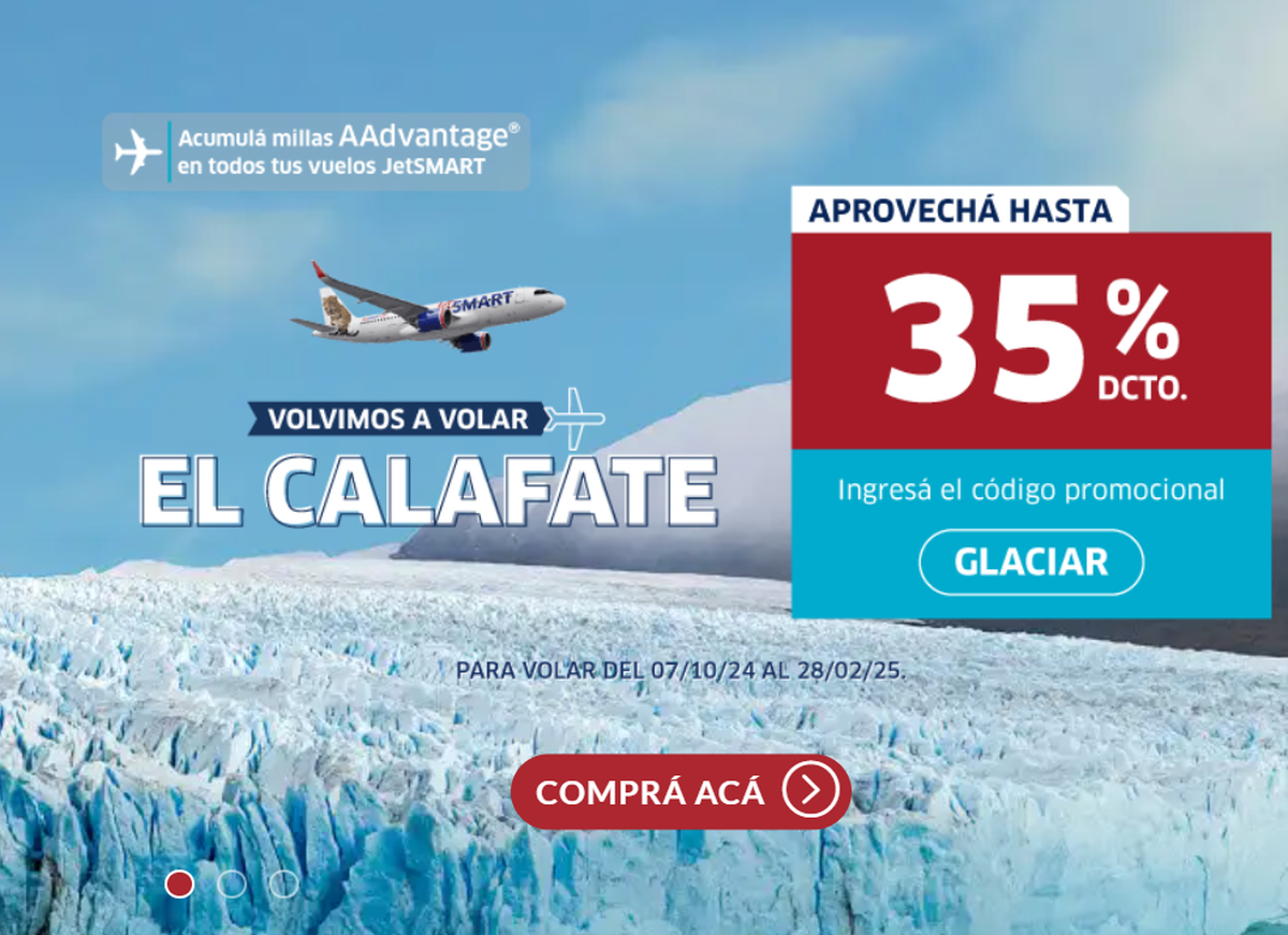 La aerolínea JetSmart retomó sus vuelos a El Calafate. La aerolínea JetSmart retomó sus vuelos a El Calafate.