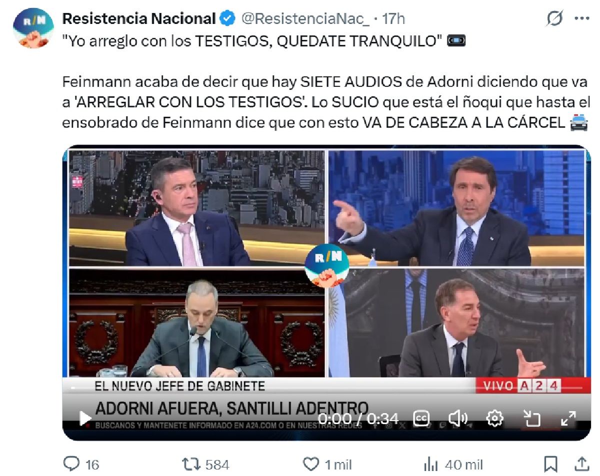 Eduardo Feinmann destruyó a Manuel Adorni tras la filtración del audio donde le ofreció "todo el soporte" al contratista Matías Tabar. Eduardo Feinmann destruyó a Manuel Adorni tras la filtración del audio donde le ofreció "todo el soporte" al contratista Matías Tabar.